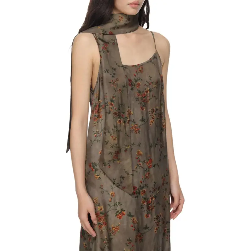UMA WANG Floral Printed Sleeveless Midi Dress-4
