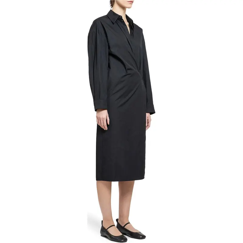 Lemaire Straight Collar Twisted Dress 'Caviar'-3