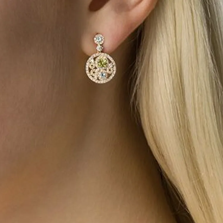 Kiki McDonough 18kt Yellow Gold Bubbles Peridot Blue Topaz And Diamond Drop Earrings-2