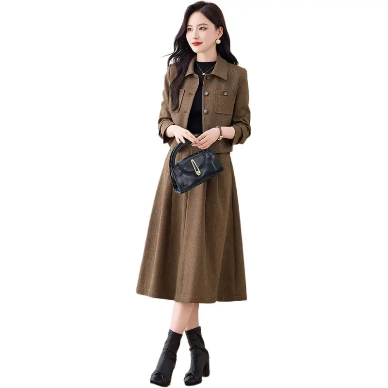 Fele.d Skirt Set Women's Coffee-2