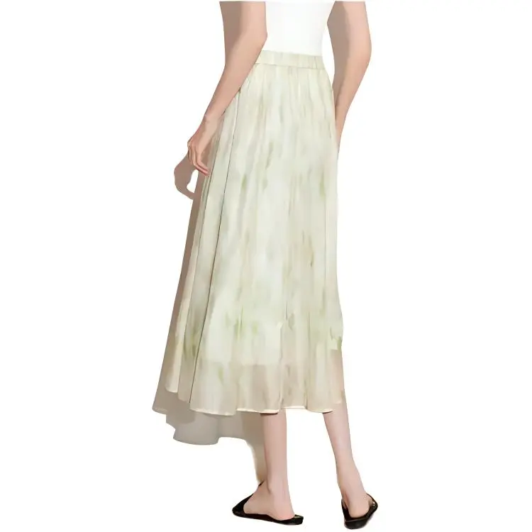 Initial Language Casual Long Skirt Women's Mugwort Green-1