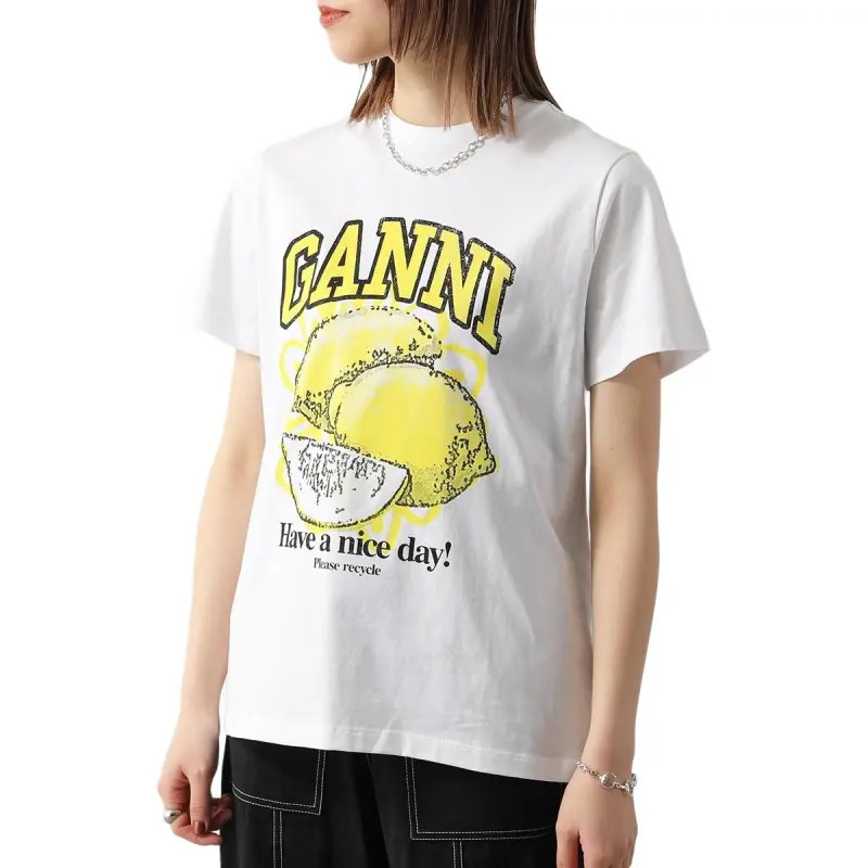 GANNI Logo print Organic cotton T shirt-3