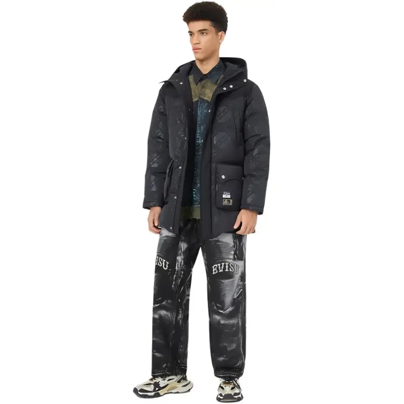 EVISU Casual Pants Men's Black All Over Print-3