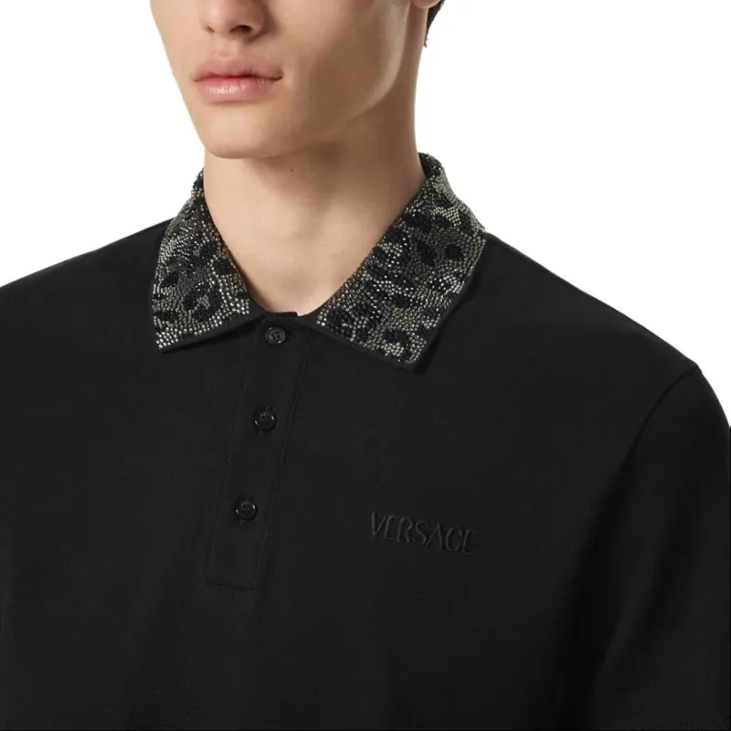 VERSACE Crystal embellished Polo Shirt-4