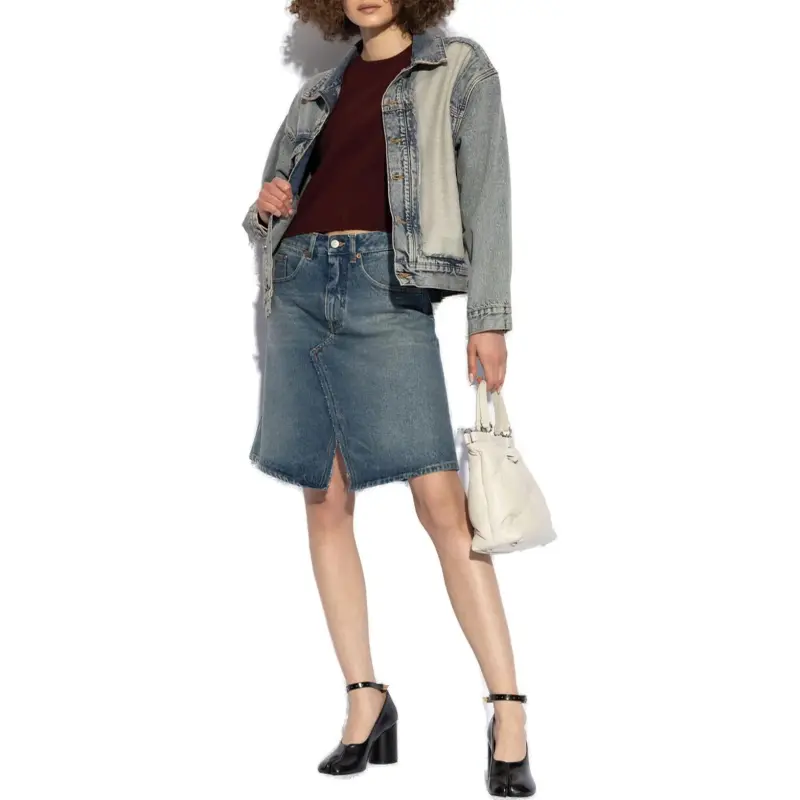 MM6 Maison Margiela Distressed Effect Button Up Denim Jacket-3