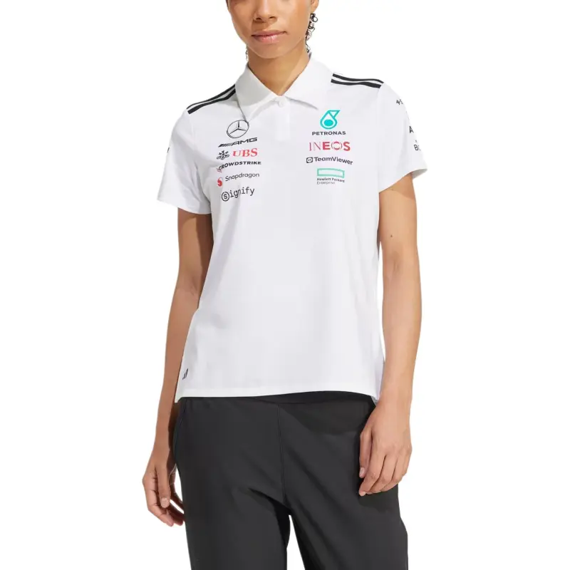 Adidas Women's Mercedes Amg Petronas Formula Team Polo White Melange/Black-1