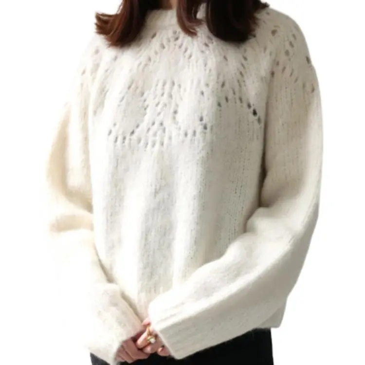 CELINE Crew Neck Sweater In Triomphe Fair Isle Alpaca Wool Pointelle-3