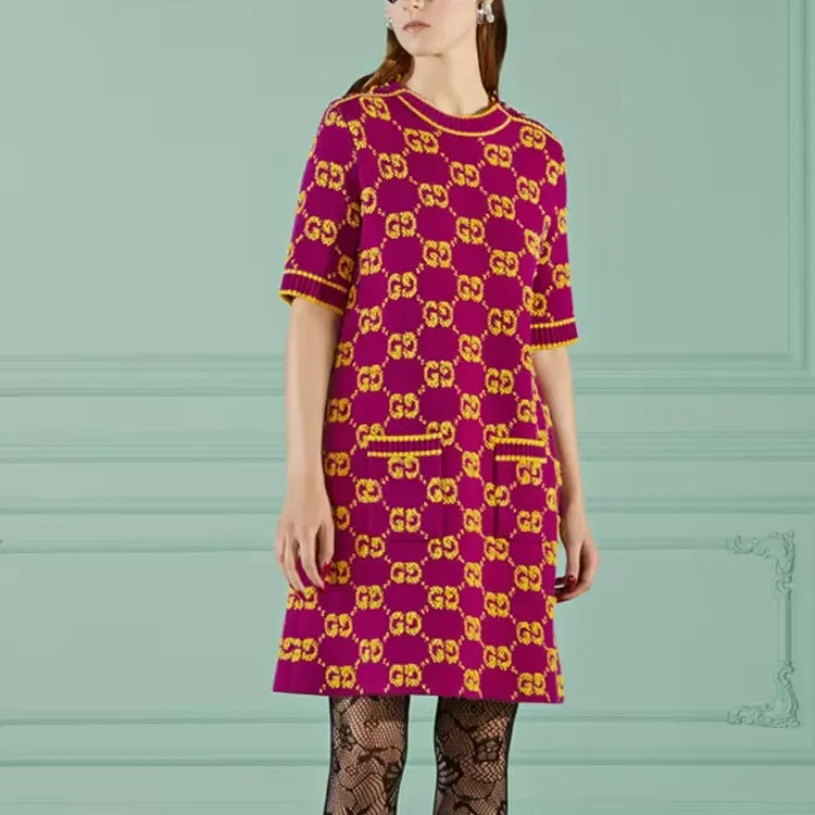 GUCCI SS23 Short Sleeved Dresses Women's Purple-3