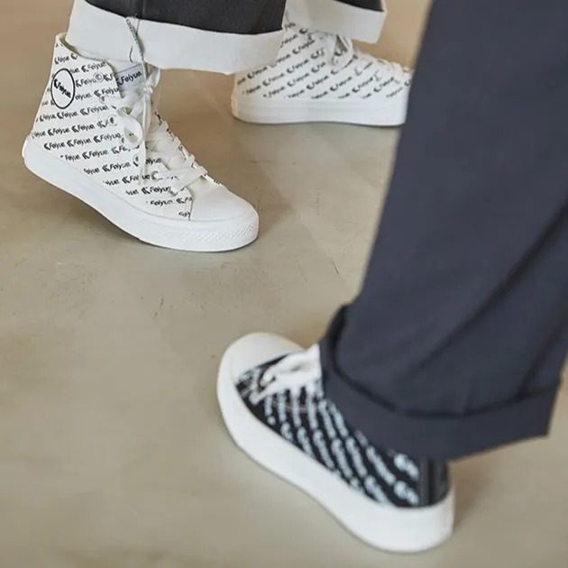 Feiyue High Top Canvas Shoes Women's Black White-1