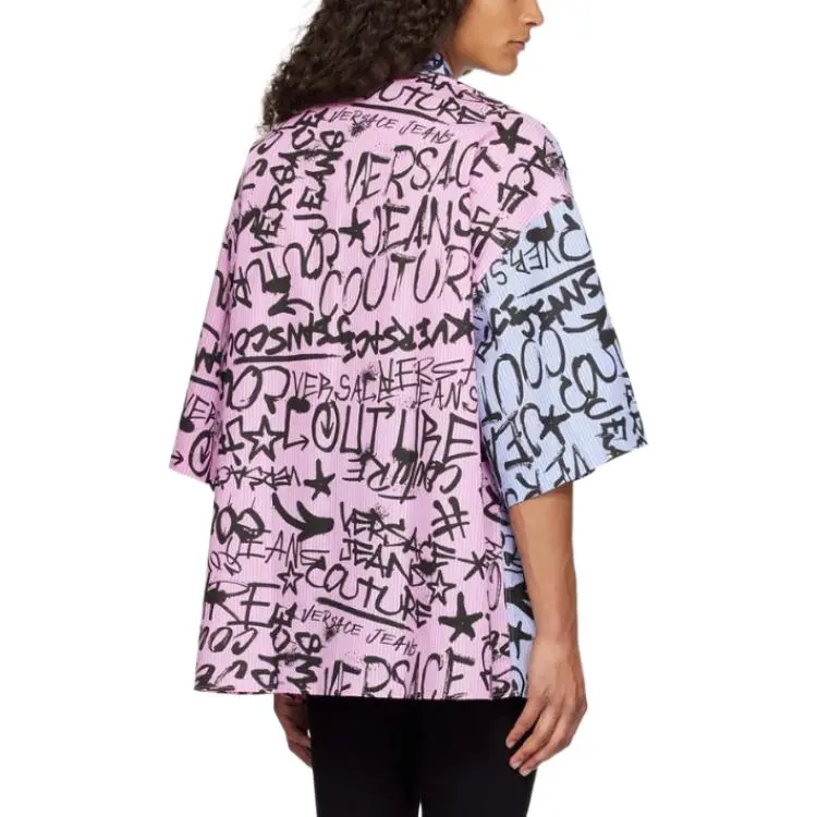 VERSACE Shirts Men Pink/Blue-1