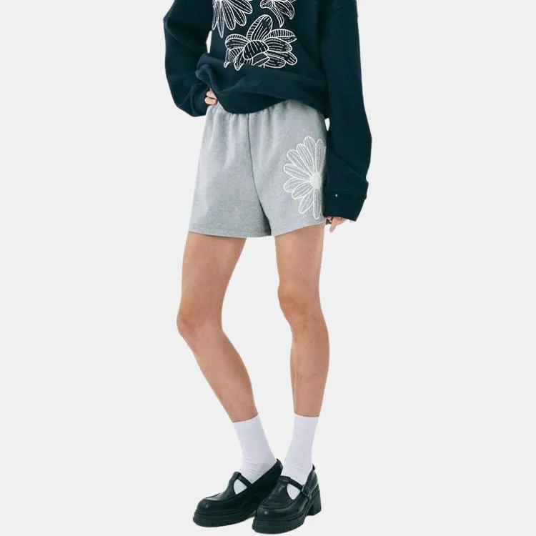 MARDI MERCREDI SS25 SWEAT SHORTS FLOWER_GREY IVORY Casual Shorts Korean Style Women's Gray Ivory-4