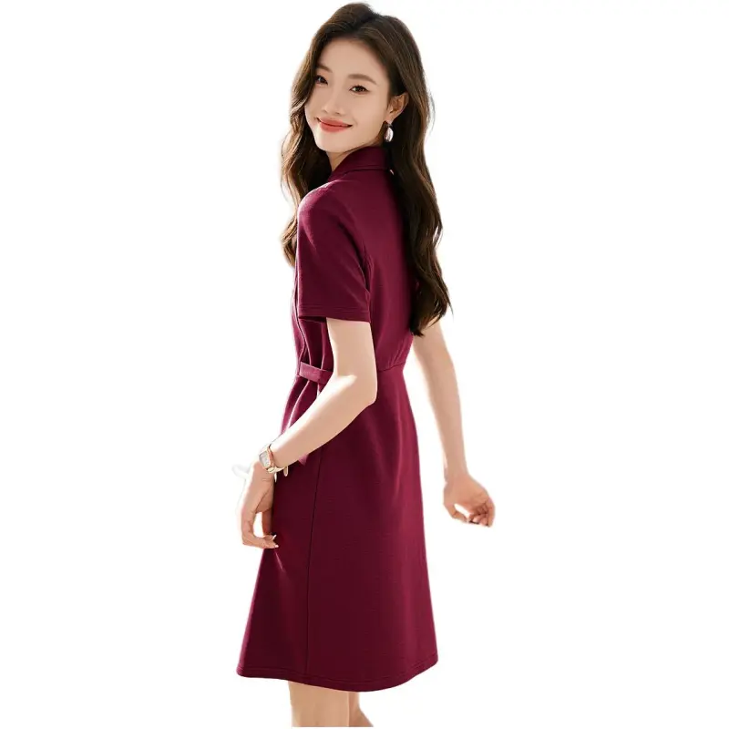 Mo Han Yi Mei Short Sleeved Dresses Women's Berry Purple-2