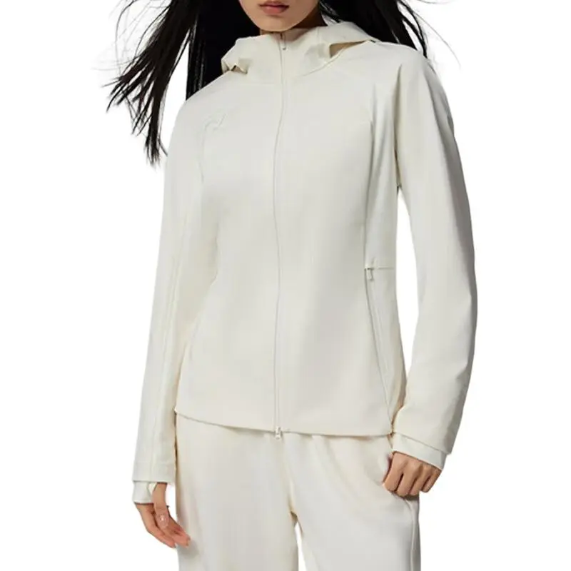 Saucony Breathable Lightweight Windbreaker Jacket Women's Oatmeal White-2