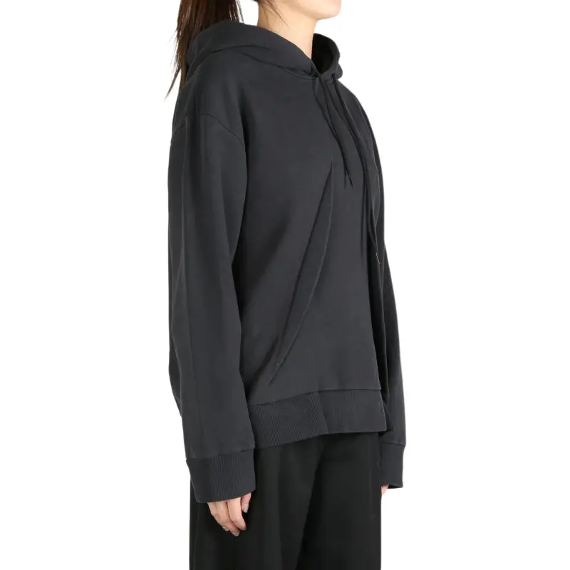 MM6 Maison Margiela Pleated Jersey Hoodie 'Washed Black'-3