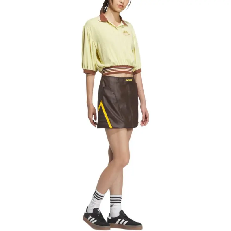 Adidas Originals RETRO Polo Shirt Women's Powder Yellow-3