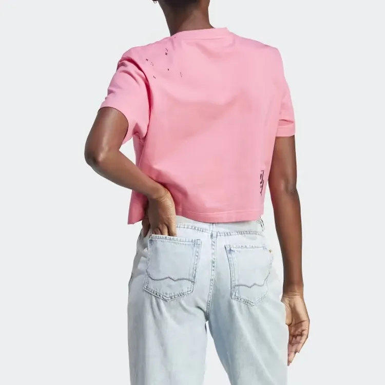 Adidas Free Shipping With AdiClub Scribble Embroidery Crop Tee-2