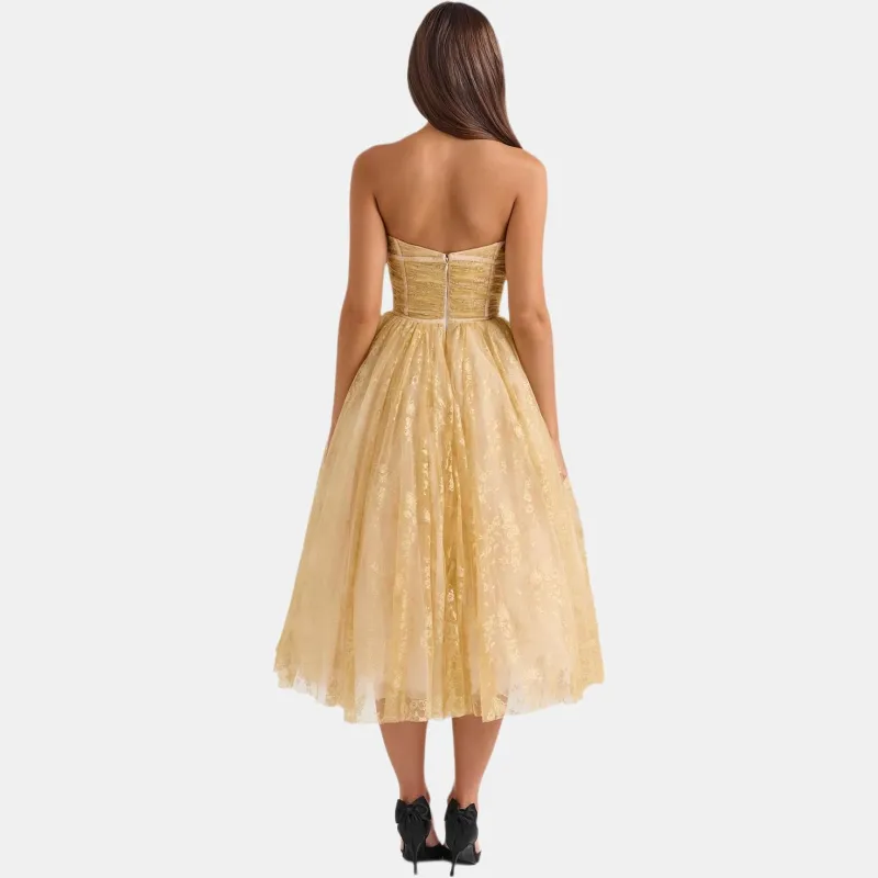 HOUSE OF CB Madame Sleeveless Dress Women's Gold-4