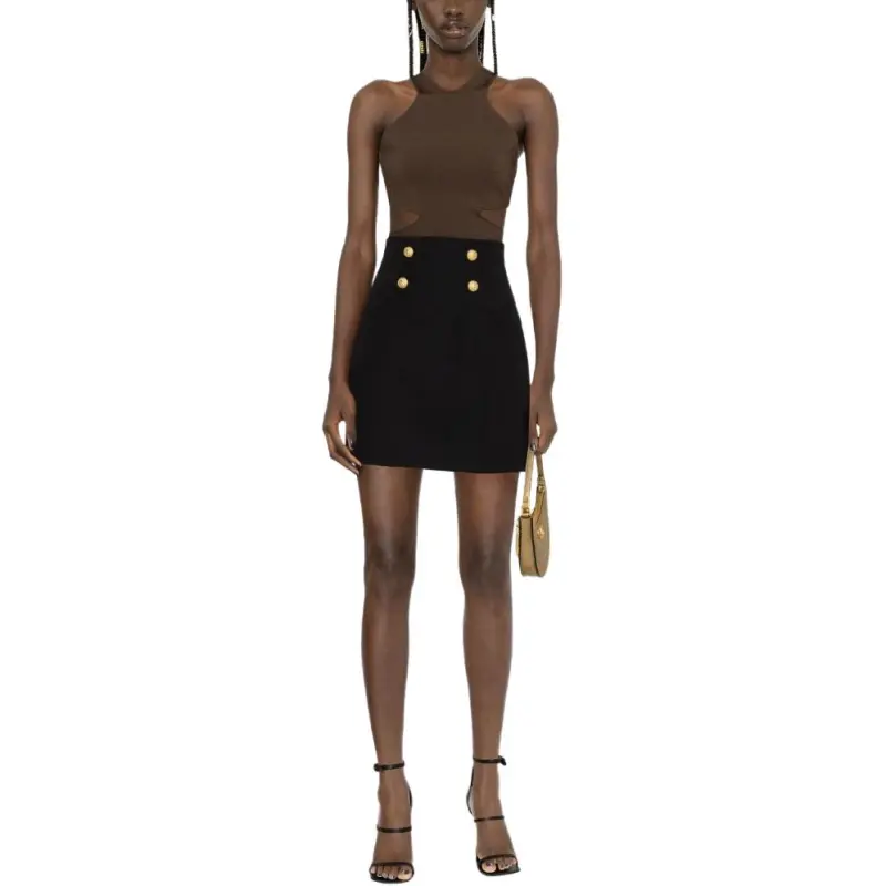 BALMAIN High waisted Wool Miniskirt-1
