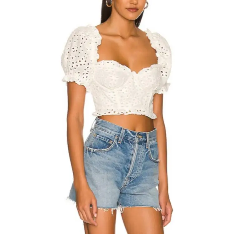 FOR LOVE & LEMONS Crop Tops Women's White-2