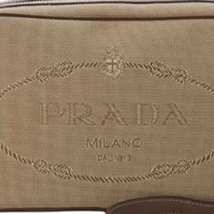 PRADA Jacquard Fabric Crossbody Bag, Shoulder Bag Women's Beige-4