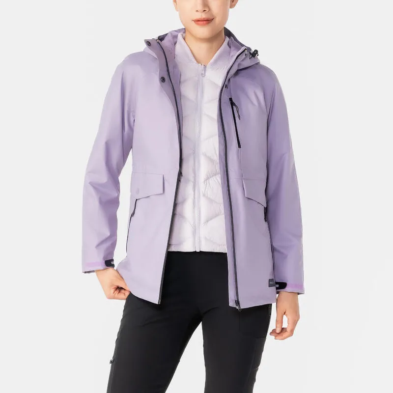 DECATHLON Waterproof And Warm Windbreaker Jacket Women's Purple/Light Gray-2