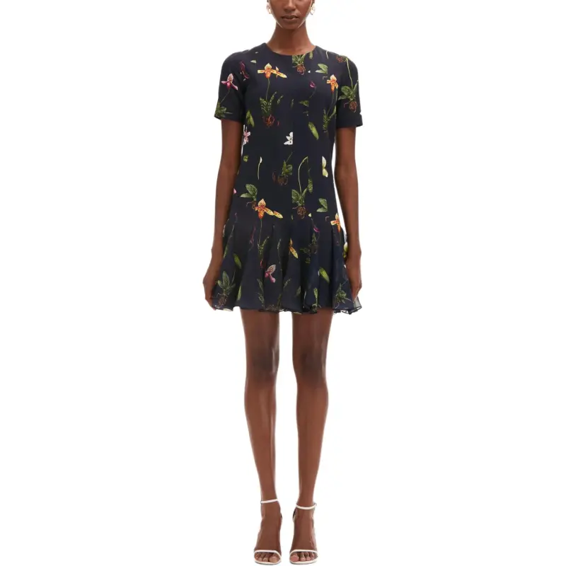 Oscar De La Renta Orchid Cady inset Mini Dress-1