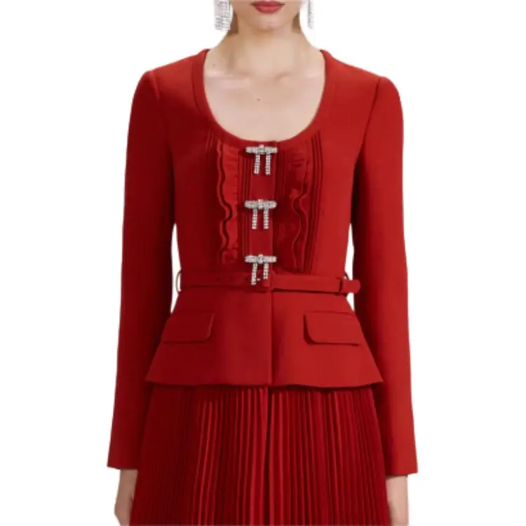 Self-portrait Long-Sleeved Dresses Women's Burgundy-4
