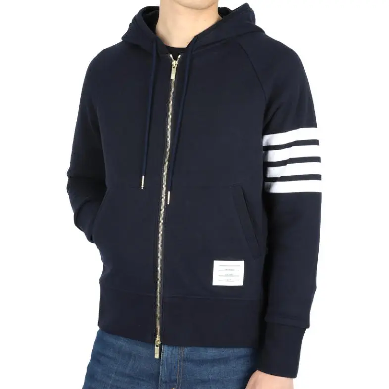 THOM BROWNE Classic Loopback 4 Bar Full zip Hoodie-2