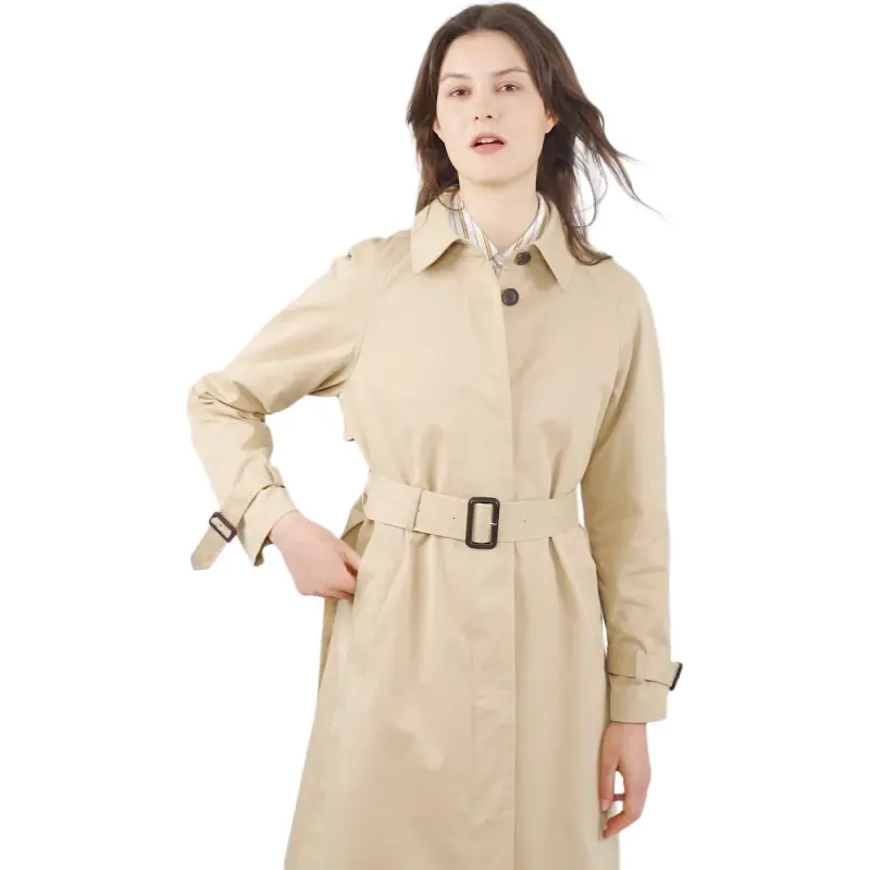 Hush Puppies Trench Coat Women's Khaki Dark Blue-1