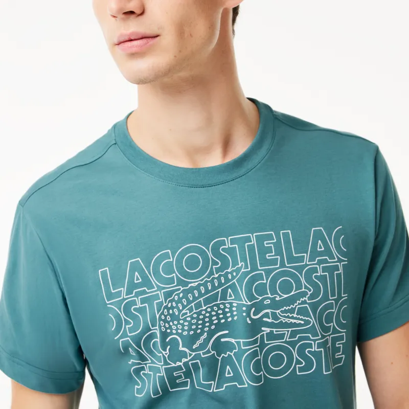 LACOSTE T Shirt Men's Aqua Blue-4