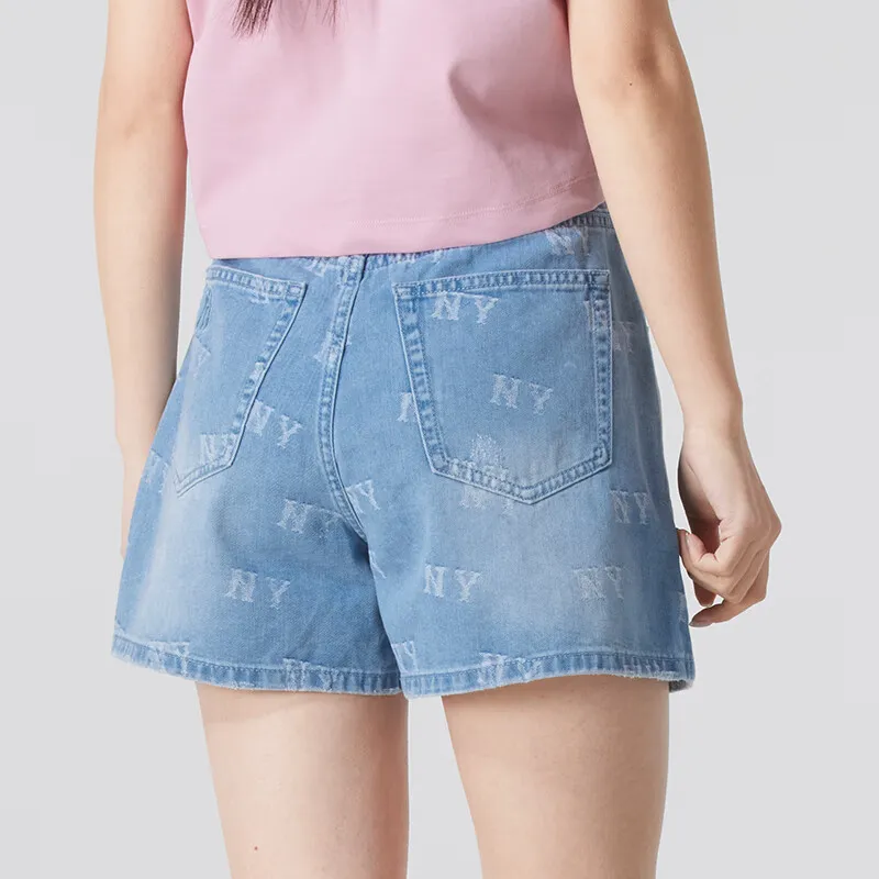 MLB New York Yankees SS25 Denim Shorts Women's Light Blue-3