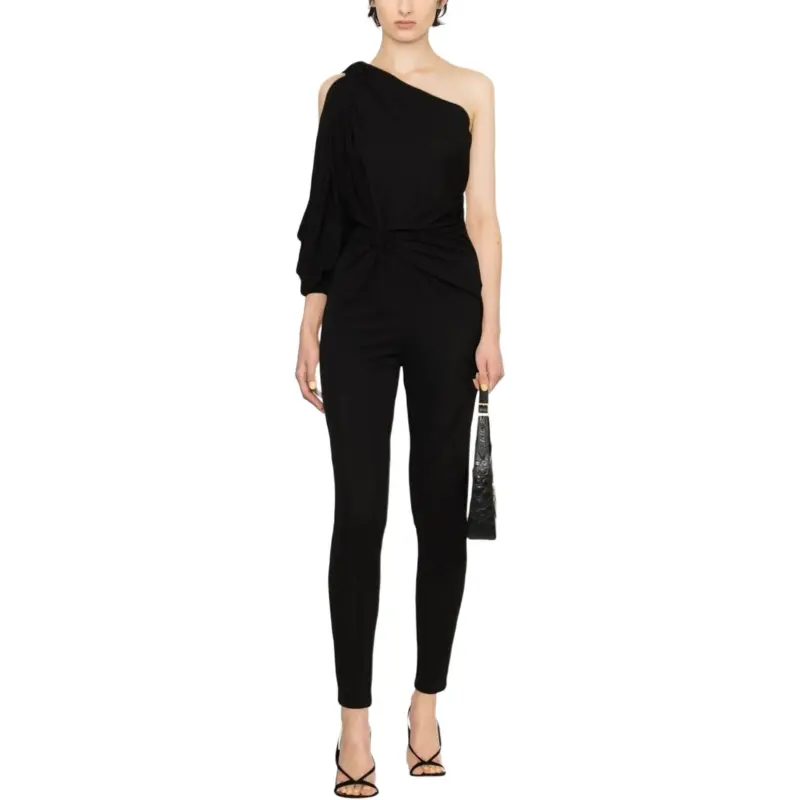 SAINT LAURENT One Shoulder Ruched Jumpsuit-2
