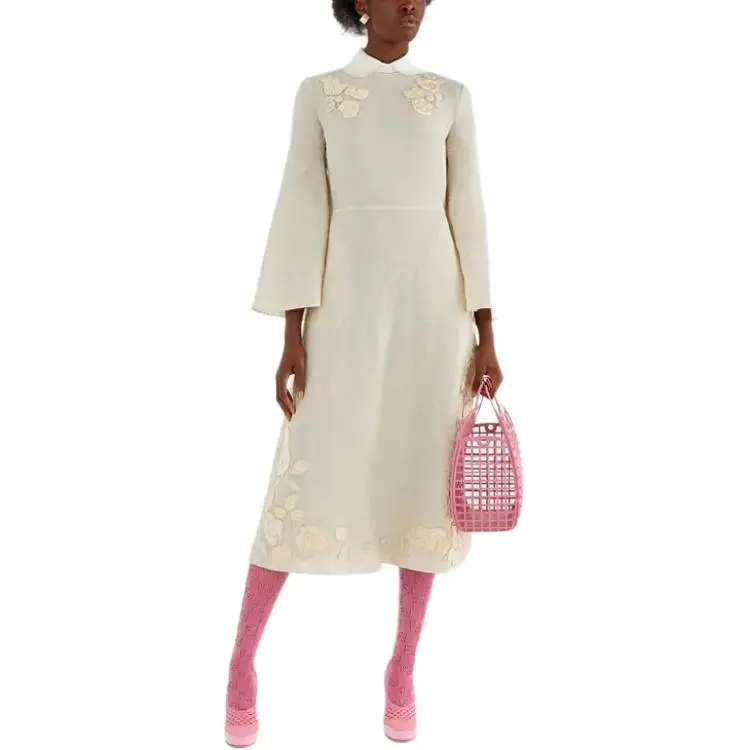 FENDI FW21 Long-Sleeved Dresses Women's Beige-2