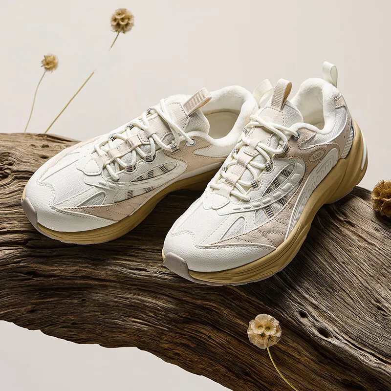Anta Deep Sea 2 Cushioning Wear Resistant Low Top Casual Running Shoes Women's White Beige-3