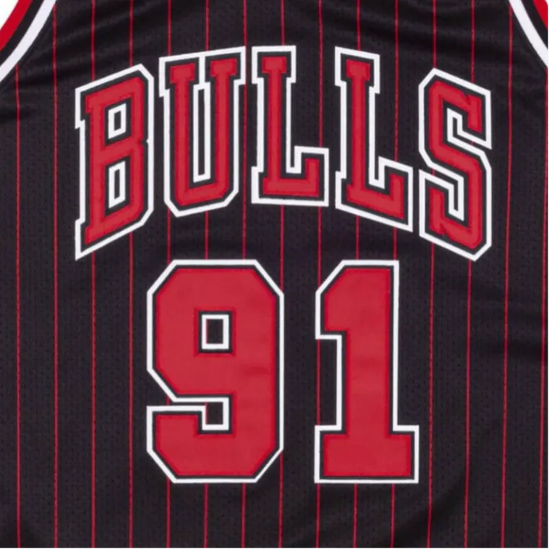 Mitchell Ness Basketball Jerseys Men Black Red-2