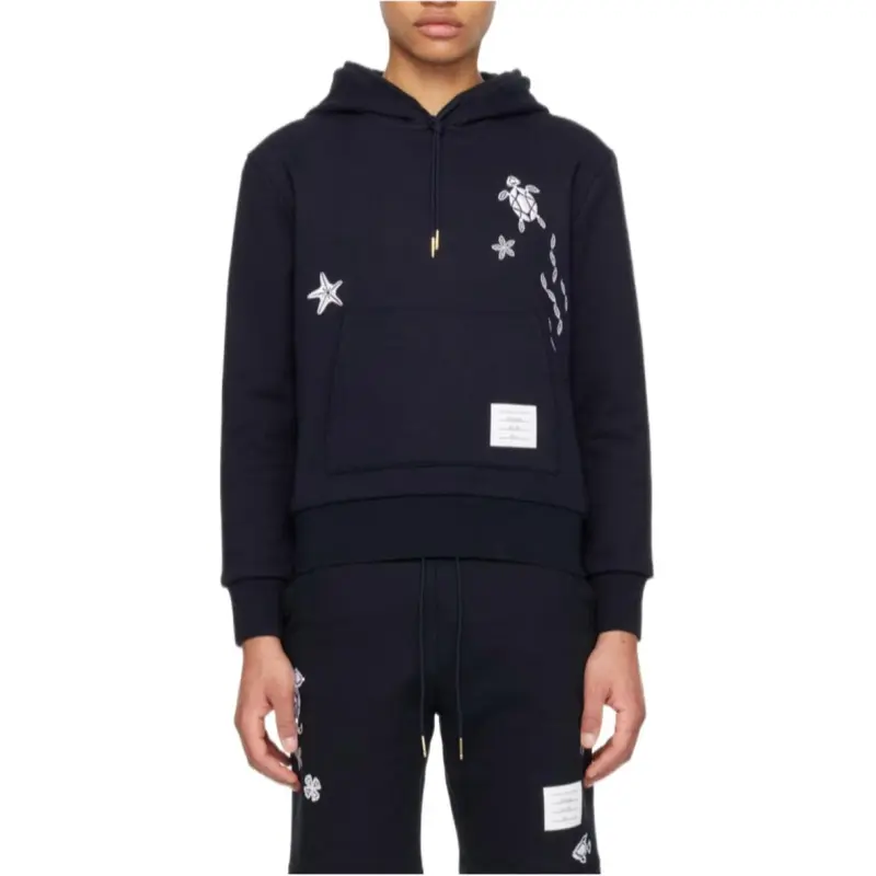 THOM BROWNE Nautical Embroidery Cotton Hoodie-1