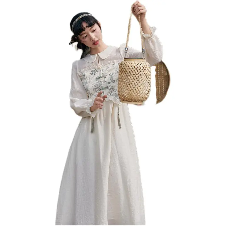 ZIHAN Long Sleeved Dress Women's Clear Jade White-4