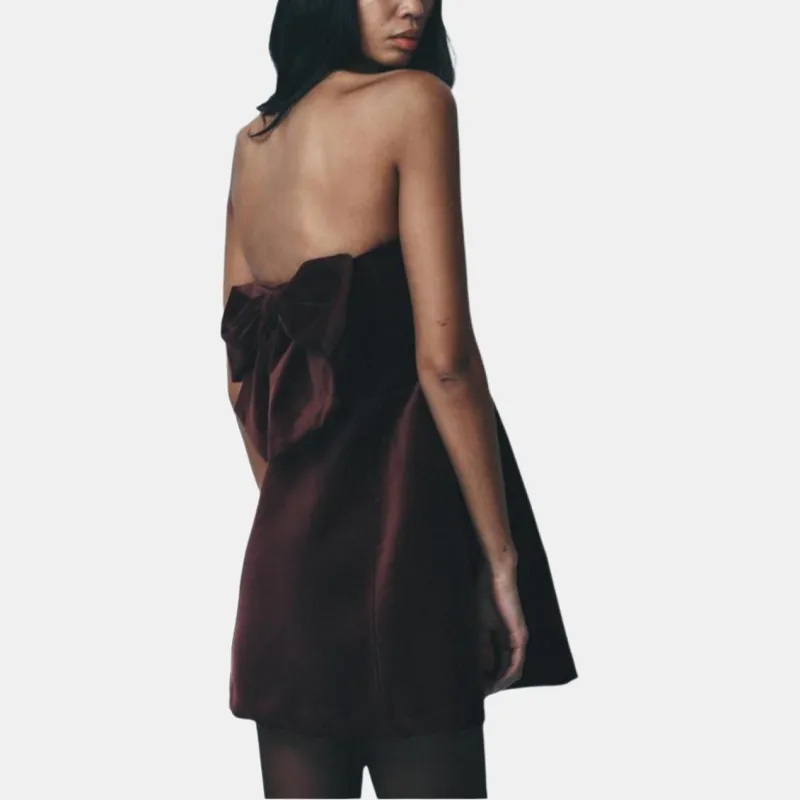 ZARA Trf Sleeveless Dress Women's Red-3