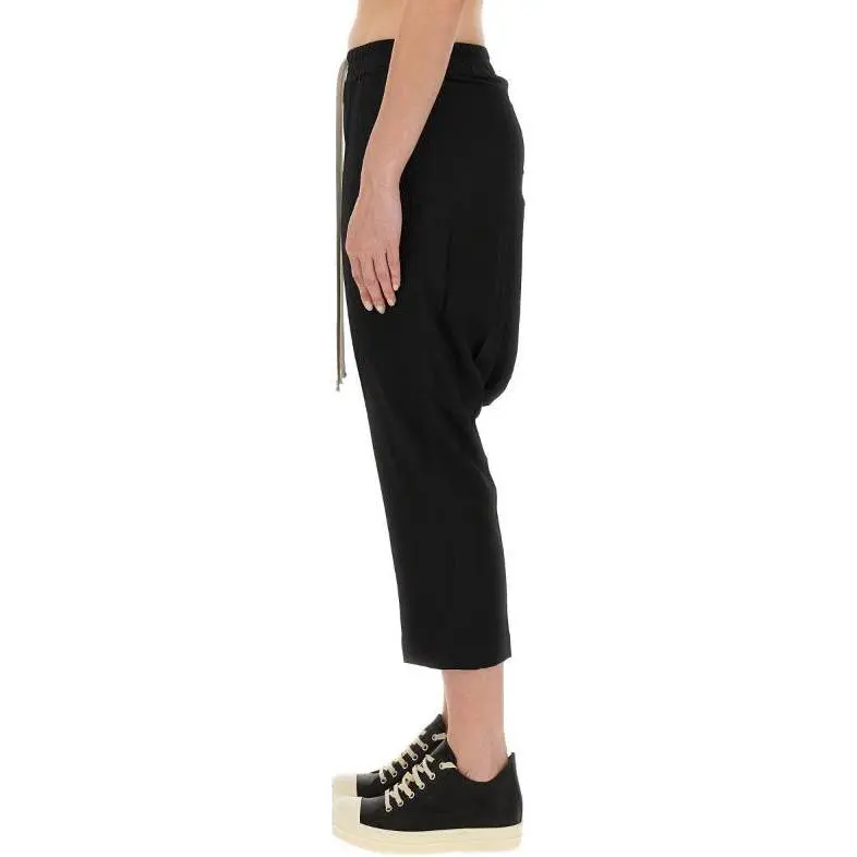 RICK OWENS Drawstring Drop Crotch Cropped Trousers-3