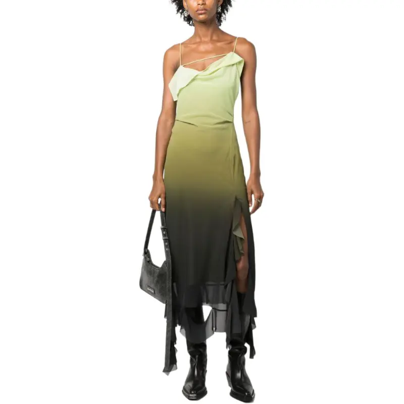 Acne Studios Ruffle Strap Dress Green-4
