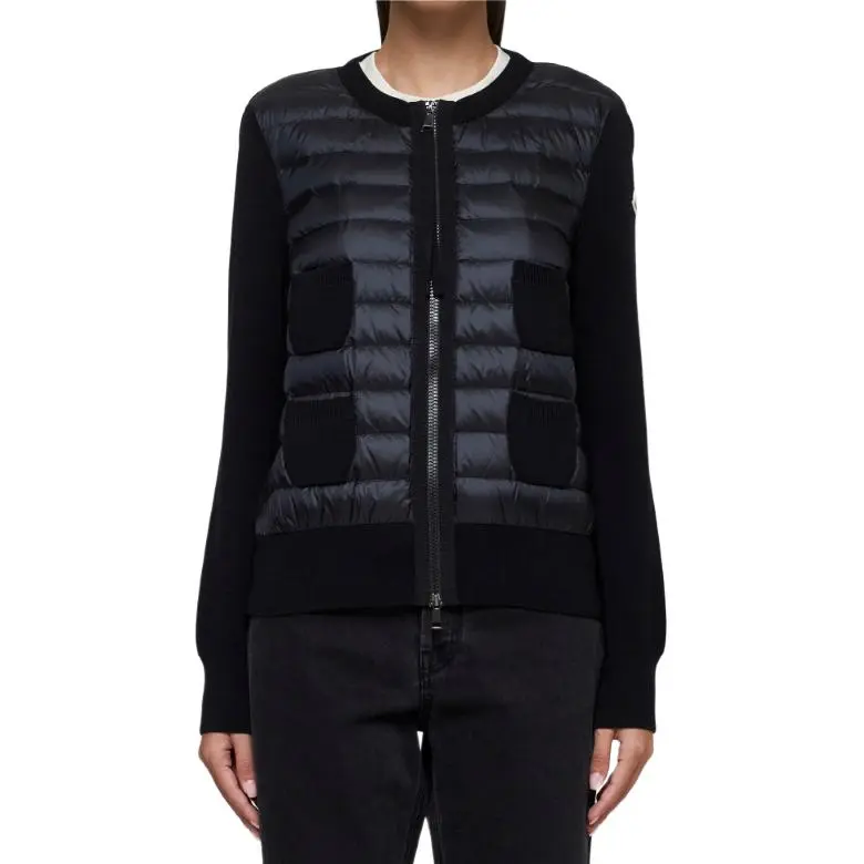Moncler Cardigan Tricot Down Filled Jacket 'Black'-3