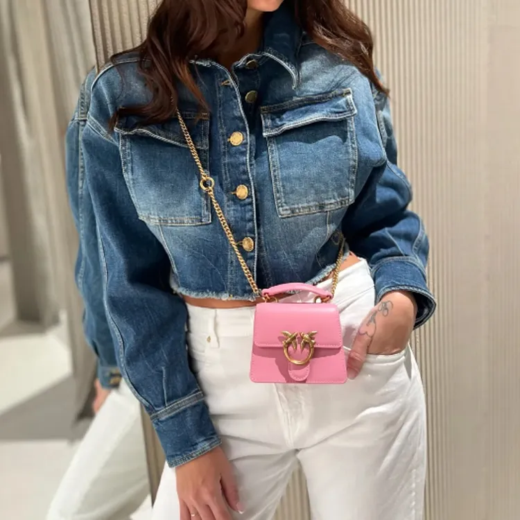 PINKO LOVE Series Cow Leather Shoulder Bag, Crossbody Bag, Handbag Micro Women's Rose Pink-6