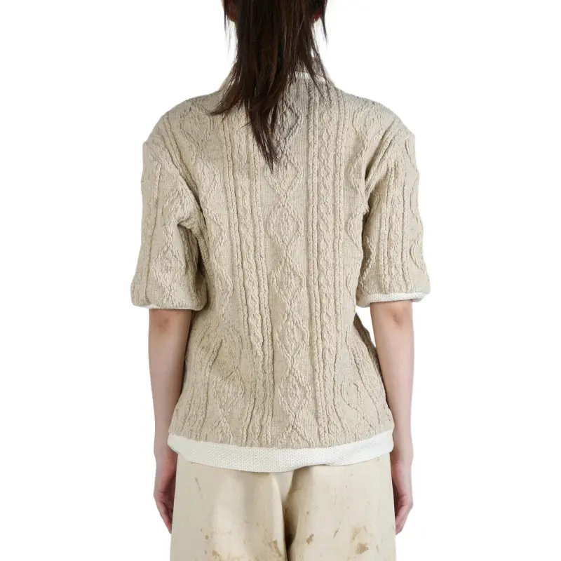COMMUNS Textured Cable knit Polo Top-1