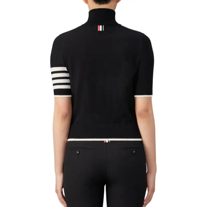 THOM BROWNE Stripe Detailed Short Sleeved Knitted Jumper-2