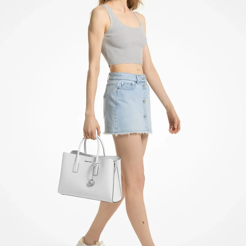 MICHAEL KORS Artificial Leather Tote Bag, Shopping Bag, Shoulder Bag, Crossbody Bag, Handbag Tubas Women's White-2