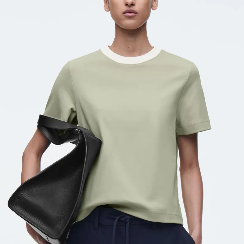 COS Regular T Shirt Women's Green/Beige-3