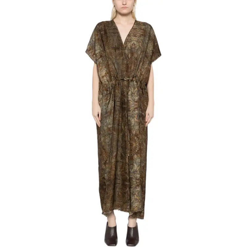 UMA WANG Floral Printed V Neck Dress-4