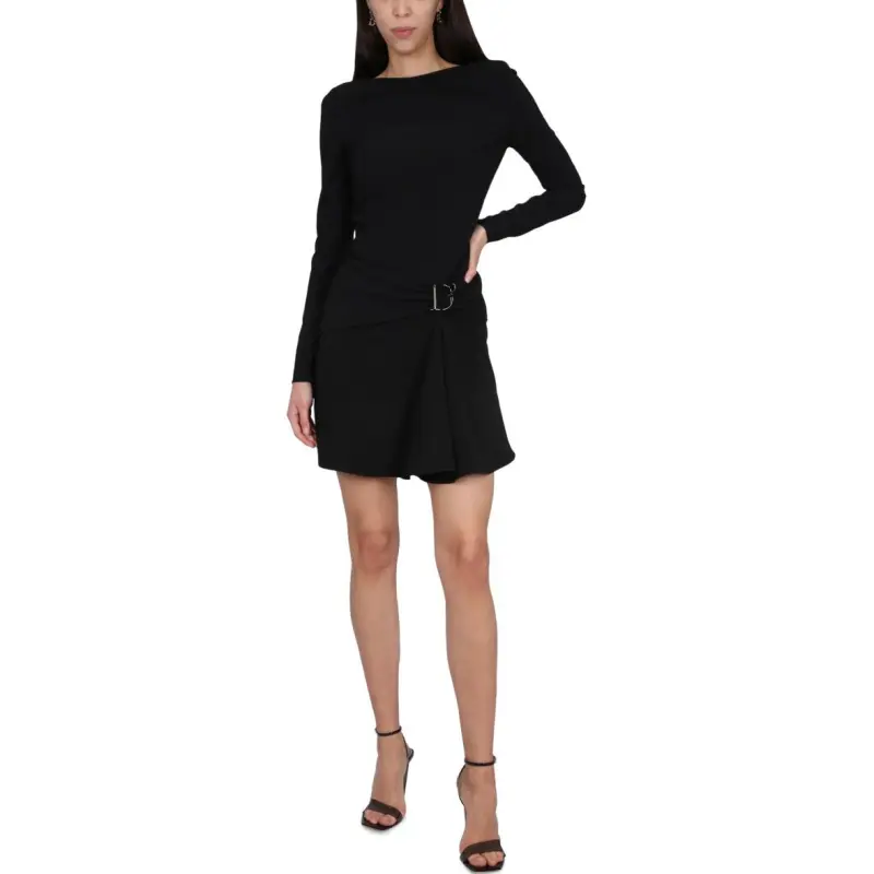 DSQUARED 2 Logo-Plaque Long Sleeved Draped Dress-6