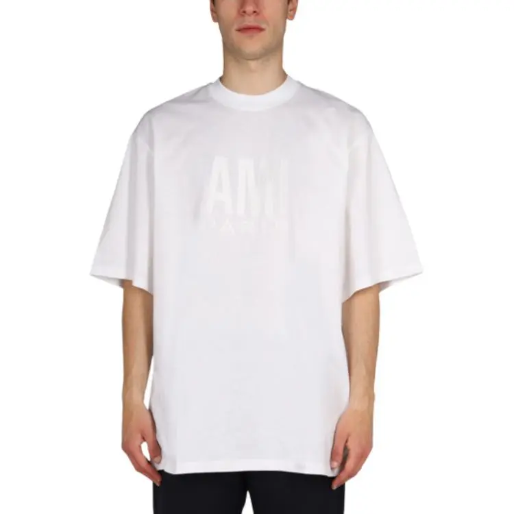 AMI Paris Embroidered-logo Organic Cotton T-shirt-2