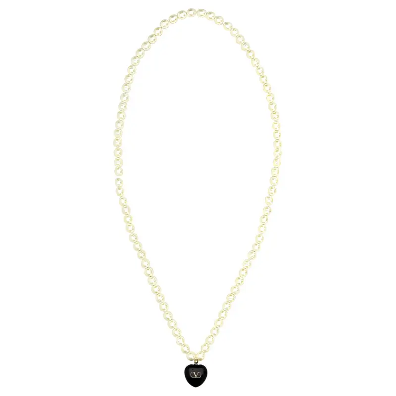 Valentino Heart Pendant Embellished Necklace-1
